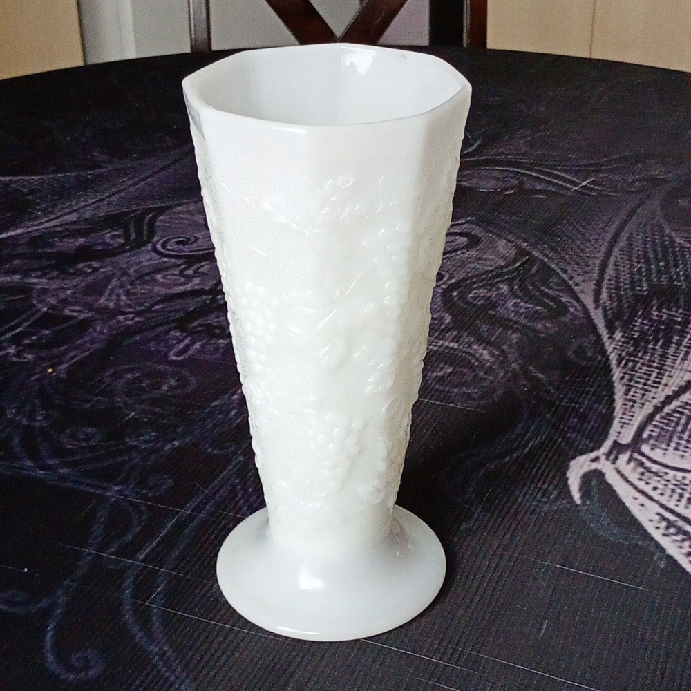 Vintage Milk Glass Textured Vase
